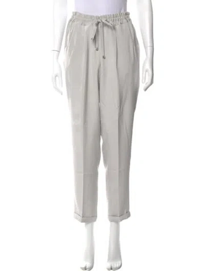 Pre-owned Kiton Silk Straight Leg Pants In Neutral
