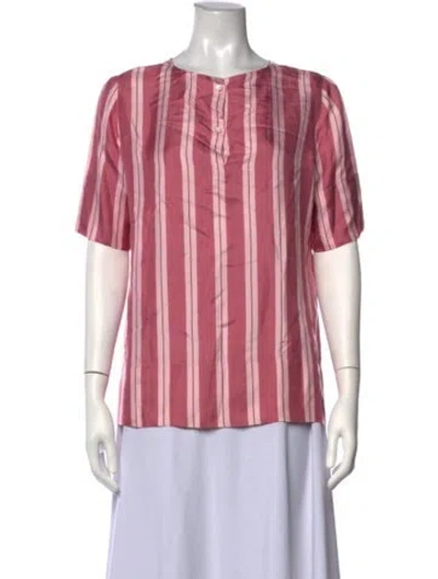 Pre-owned Kiton Silk Striped Top In Pink