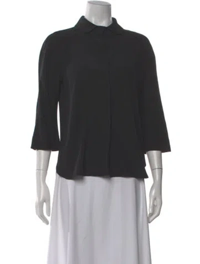 Pre-owned Kiton Silk Three-quarter Sleeve Blouse In Gray