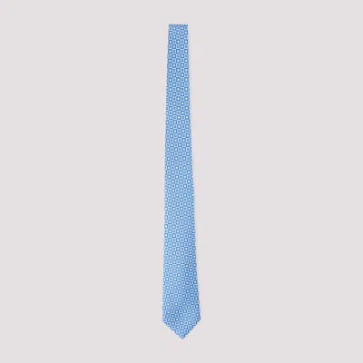 Kiton Slim Tie Geometric Pattern Refined Design In Blue