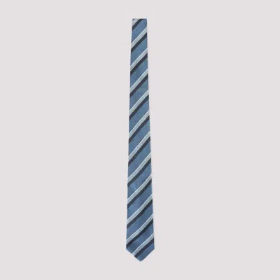 Kiton Striped Silk Tie In Black