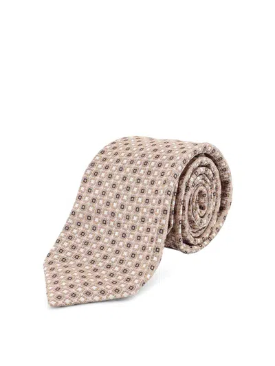 Kiton Silk Tie In Neutral