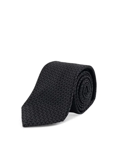Kiton Silk Tie In Black