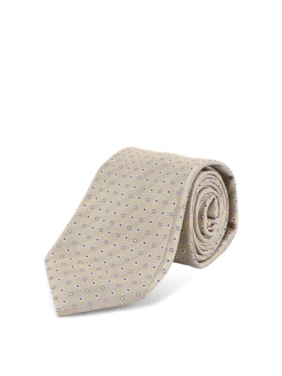 Kiton Silk Tie In Neutral