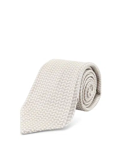 Kiton Silk Tie In Neutral