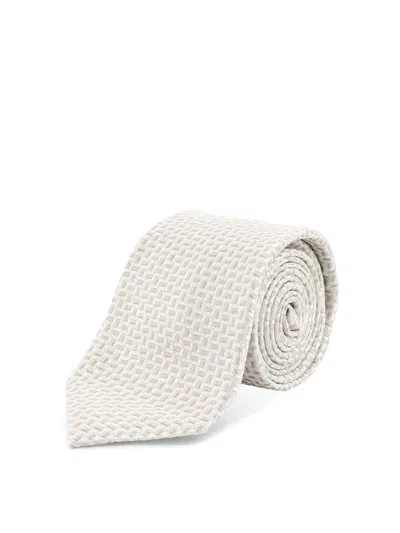 Kiton Silk Tie In White