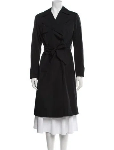 Pre-owned Kiton Silk Trench Coat In Black