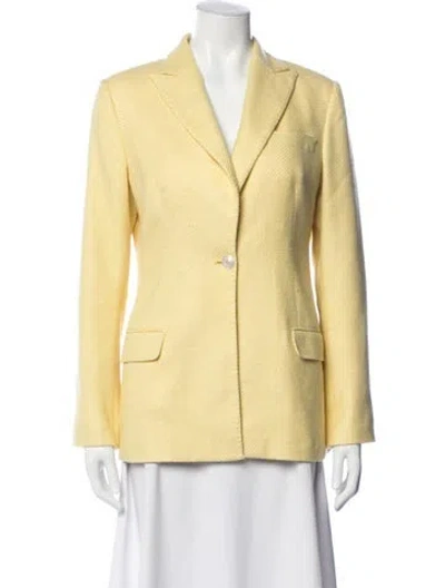Pre-owned Kiton Silk Tweed Pattern Blazer In Yellow