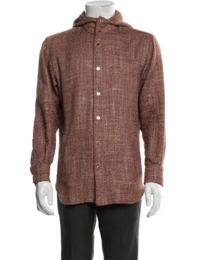 Pre-owned Kiton Silk Tweed Pattern Jacket In Brown