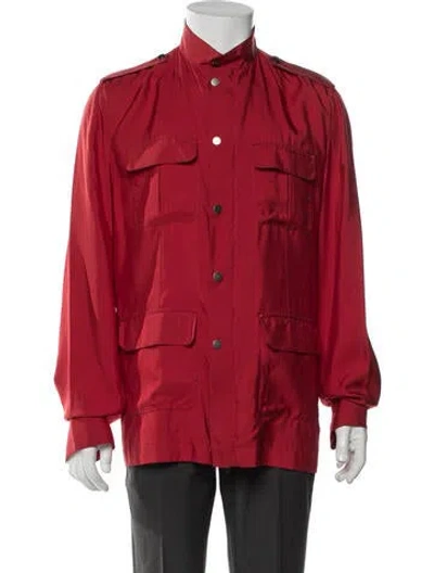 Pre-owned Kiton Silk Utility Jacket In Red