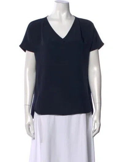 Pre-owned Kiton Silk V-neck Top In Blue