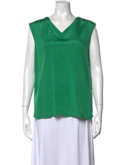 Pre-owned Kiton Silk V-neck Top In Green