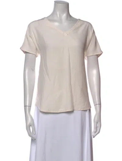 Pre-owned Kiton Silk V-neck Top In Neutrals