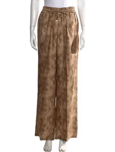 Pre-owned Kiton Silk Wide Leg Pants In Brown