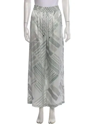 Pre-owned Kiton Silk Wide Leg Pants In Gray