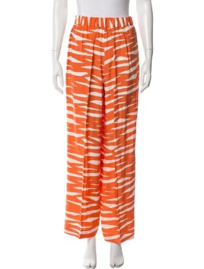 Pre-owned Kiton Silk Wide Leg Pants In Orange