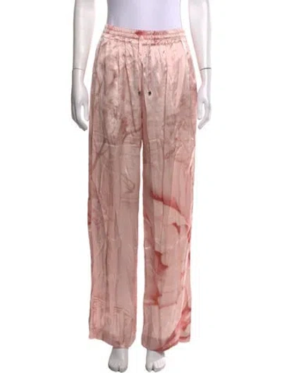 Pre-owned Kiton Silk Wide Leg Pants In Pink