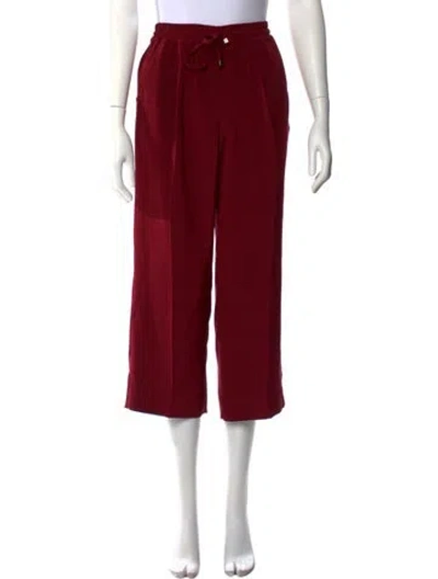 Pre-owned Kiton Silk Wide Leg Pants In Red