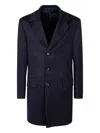 Kiton Notch Lapel Coat With Back Vent And Pockets In Blue