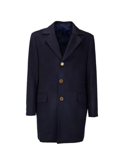 Kiton Single-breasted Coat In Blue