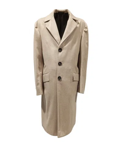 Kiton Single-breasted Coat In Nude & Neutrals