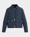 Kiton Single-breasted Quilted Overcoat In Blue