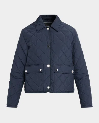 Kiton Single-breasted Quilted Overcoat In Blue