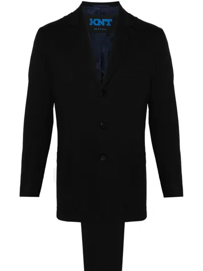 Kiton Single-breasted Jersey Suit In 黑色