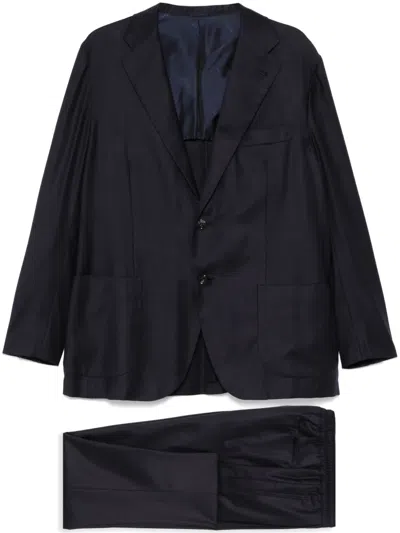 Kiton Single-breasted Suit In Blue