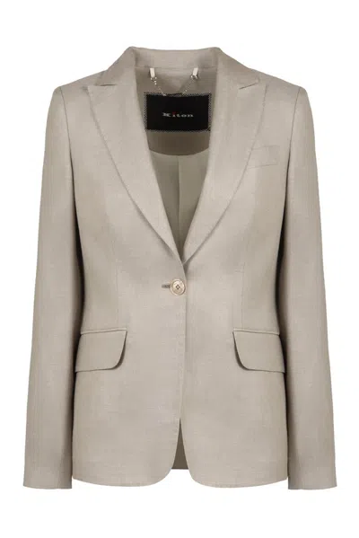 Kiton Single Breasted Tailored Jacket In Beige