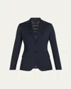 Kiton Single-breasted Wool Blazer In Blue