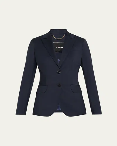 Kiton Single-breasted Wool Blazer In Blue