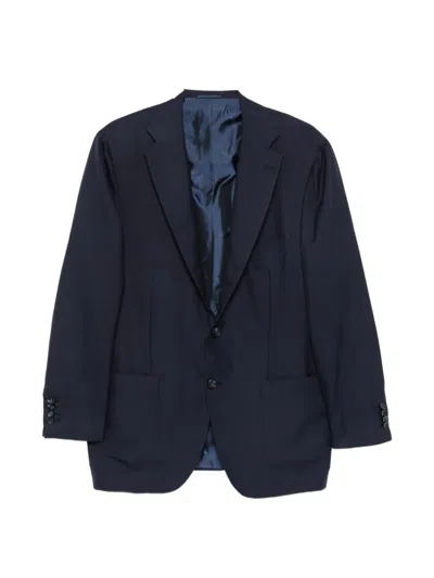 Kiton Single-breasted Cashmere Blazer In Blue