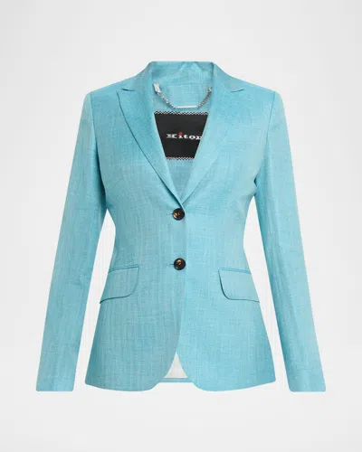 KITON SINGLE-BREASTED HERRINGBONE JACKET