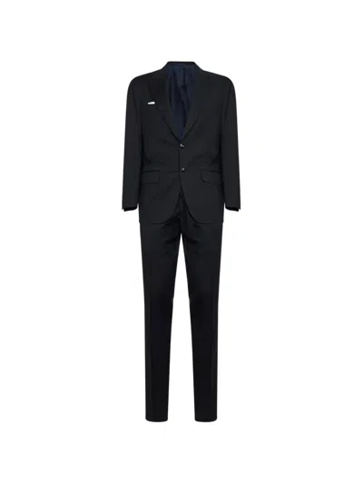 Kiton Single-breasted Peak-lapel Suit In Black