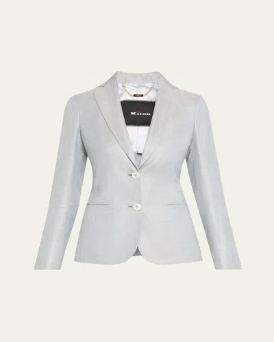 Kiton Singled Breasted Bamboo Jacket In Blu