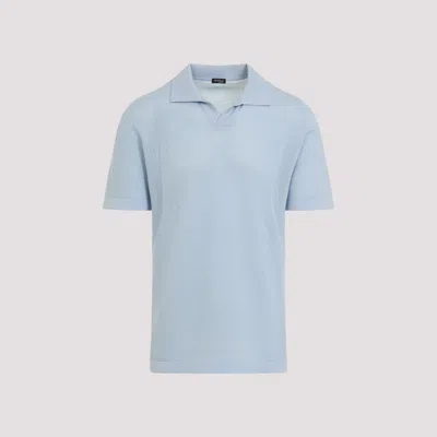 KITON SKY BLUE CLASSIC LOGO POLO T-SHIRT