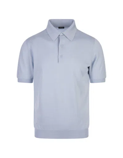 Kiton Sky Blue Knitted Short-sleeved Polo Shirt