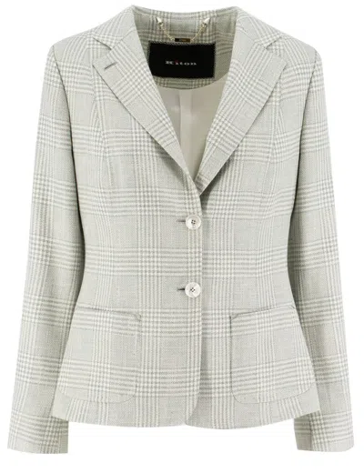 Kiton Sky Blue Plaid Single-breasted Jacket