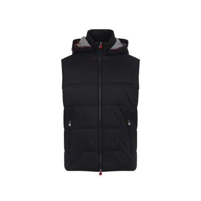 KITON SLEEVELESS BLACK POLYESTER JACKET