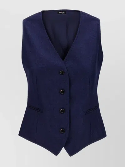 Kiton Sleeveless Cashmere Silk Vest In Blue