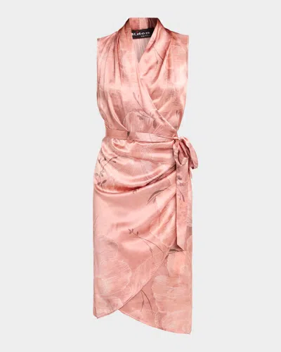 Kiton Sleeveless Floral-print Silk Wrap Dress In Pink