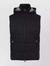 Kiton Hooded Quilted Jacket With Material Blend In Black