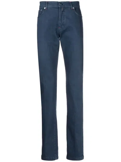Kiton Slim-cut Chino Trousers In Blue