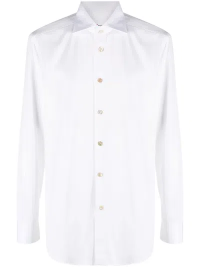Kiton Slim-cut Cotton Shirt In White