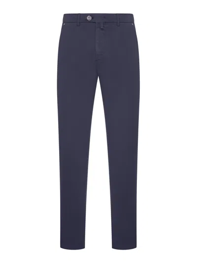 Kiton Slim-fit Cotton Trousers In Blue