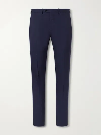 Kiton Slim-fit Straight-leg Wool-fresco Suit Trousers In Blue