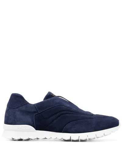 Kiton Slip-on Suede Sneakers In Blue