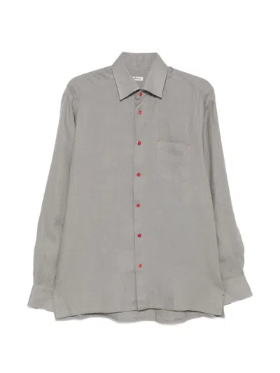 Kiton Snap-button Patch-pocket Shirt In Gray