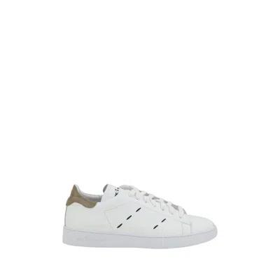 Kiton Suede-trimmed Embroidered Logo-print Leather Sneakers In White